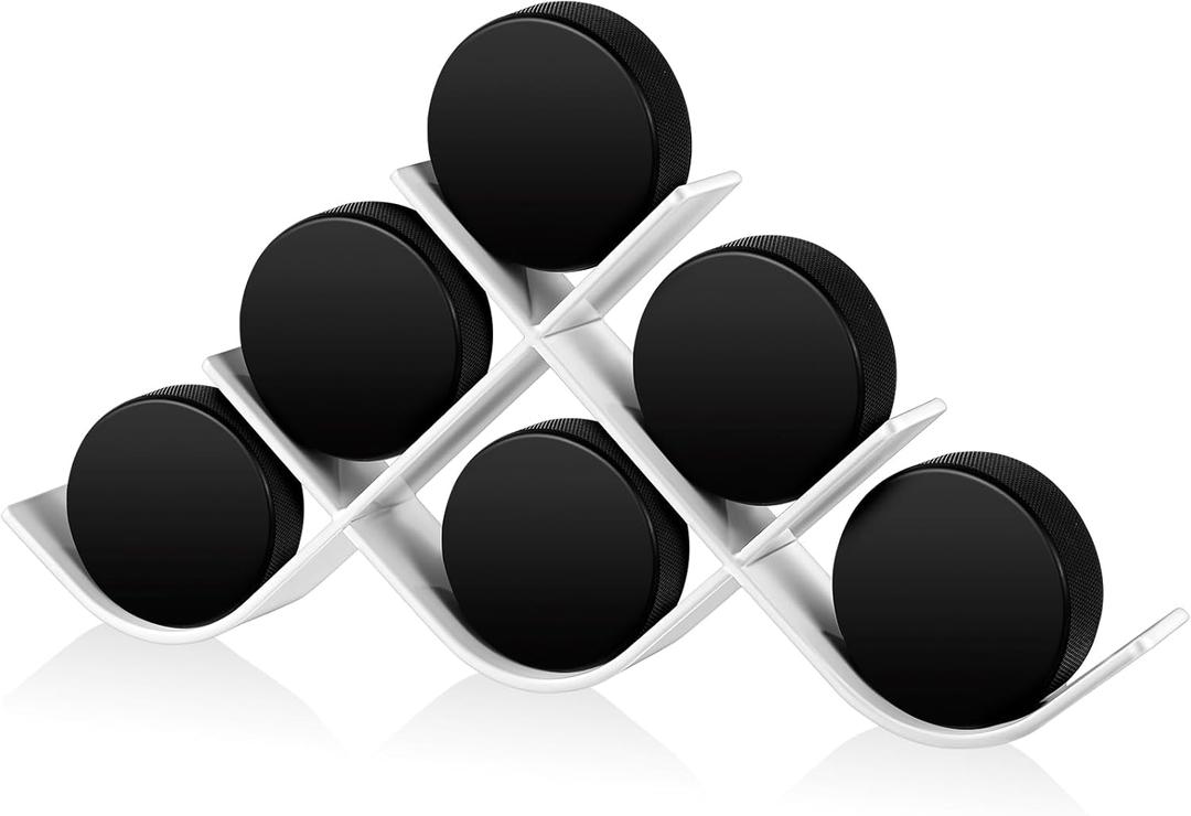 Wonderjune Hockey Puck Holder Pucks Display Holders Stand Cases Autographed Sports Memorabilia Game Gifts for Collectors (6 Hockey Puck Holder,Metal)