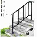 Handrails for Outdoor Step, Mild Steel Stair Railing Fits 3 or 4 Steps, Staircase Handrails, Metal Hand Rails Kit for Concrete, Wood, Porch, Deck, Exterior Steps, Satin Black