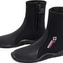 Skyone Neoprene Dive Boots Men Women, Surf Booties Scuba Diving Boots 5MM, Wetsuit Booties Scuba Shoes with Anti-Slip Premium Rubber Sole for Sailing Snorkeling Boating (Black, Mens 10 / Womens 11)