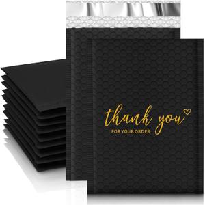 JinRuiKJ Thank You Bubble Mailers 6x10" 25 Pack, Padded Envelopes, Strong Adhesion Padded Mailers, Cushioning Padded Shipping Envelopes for Jewelry, Makeup - Black