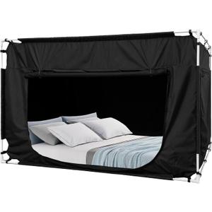 Quinnsus Bed Tent Bed Canopy Full Size Tents for Adult and Kids - Portable Sleeping Bed Tents 80% Blackout with 4 Doors Breathable Private Space Tents(Mattress Not Included)