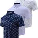 3-Pack Mens Golf Shirt Performance Sport Short Sleeve Moisture Wicking Dry Fit Golf Polo Active Shirts for Men,M