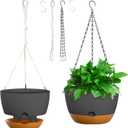10 Inch Hanging Planters for Indoor & Outdoor Plants (2 Pack) - Self-Watering & Drainage Flower Pots with 2 Kinds of Plant Hangers for Home Decor & Garden (Deep Gray, 10 in)