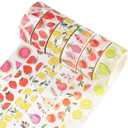 YUBBAEX 6 Rolls Washi Tape Set Plants Fruits & Floral Masking Tape Decorative for Arts, DIY Crafts, Journal Supplies, Planners, Scrapbook, Card/Gift Wrapping -15mm- (Fresh Fruits)