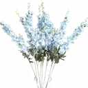 8PCS Delphinium Artificial Flowers Larkspur Bulk Silk Flowers 33.5 in Long Stem Fake Flowers for Home Garden Wedding Floral Arrangements Decor (8, Light Blue)