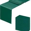 12 Pack Forest Green Satin Table Runner 12x108 Inches Long, Silk and Smooth Fabric Table Runner for Wedding, Parties, Banquets, Events Decoration