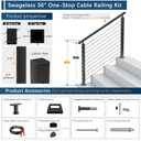 Gyykzz 4-12FT Swageless Black Stair Cable Railing Post Kit 36", 2 Stair Post Kit Cable Railing System with Patent Swageless Reusable Terminal, T304 Black Stair Rail Post Fit 28°-38° Stair DIY Length