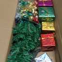 PREXTEX 23Inch DIY Mini Christmas Tree with Lights  Small Christmas Decorations Table Top Xmas Tree with Multicolor LED String Lights, Star Topper, Hanging Ornaments and Gift Boxes for Holiday Decor