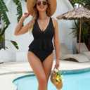 Edelqual Womens Swimsuits Tankini Two Piece Bathing Suits Tummy Control High Waisted Bikini Set 2025 Ruffled Swimwear (Black, L)