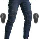 Motorcycle Pants, Versatile Durable Motorcycle Jeans for Men & Women Riding Pants Trousers with Kenn & Hip Armor Pads (Medium, Blue)