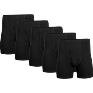Gildan Men's Underwear Covered Waistband Boxer Briefs, Multipack (XX-Large, Black (5-pack))