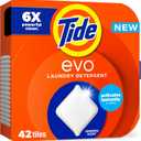 Tide evo Original Scent Laundry Detergent Fiber Tiles Works on 100% of Common Stains Safe for All Machines and Water Conditions Concentrated HE Compatible Clean and Instant Dissolve, 42 Count