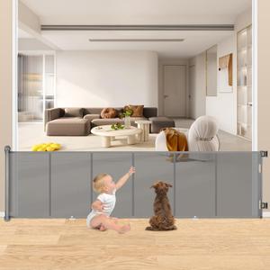 34X100 Extra Wide Retractable Baby Gate, Extra Wide Safety Kids or Pets Gate, 34 Tall, Extends to 100 Extra Wide, Mesh Safety Dog Gate for Stairs, Indoor, Outdoor, Doorways, Hallways
