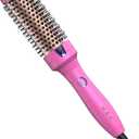 K&K 1.5 Inch Ceramic Tourmaline Ionic Curling Iron (Rose Red, 1.5 Inch) - Thermal Brush Heated Curling Brush, Dual Voltage, Volumizer, NON-DAMAGING 350 DEGREE HEAT