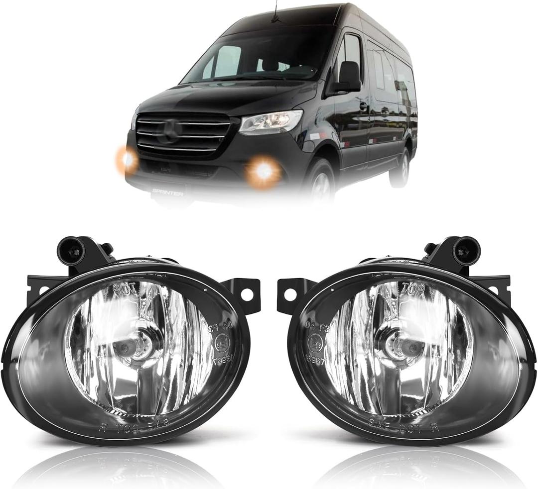 Fog Lights compatible with Mercedes Benz MB Sprinter 1500 2500 3500 2019 2020 2021 2022, 3500XD 2020 2021 2022, 1 Pair Fog Lamps (Clear Lens)