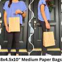 Qutuus Kraft Paper Gift Bags with Handles 8x4.5x10 25Pcs Brown Gift Bags Bulk Medium Size Small Business Bags, Party Bags, Retail Kraft Shopping Bags