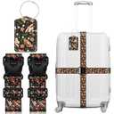 Luggage Straps & Luggage Tags Set for Suitcases Travel Belt Accessories, Printed Suitcase Strap, Adjustable Luggage Belt Strap, Heavy Duty with Quick-Release Buckle - 3 Pieces, Black Butterfly
