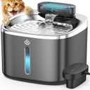 oneisall Cat Water Fountain, 3.5L/118oz Battery Operated Pet Fountain Stainless Steel, Automatic Water Fountains for Cats Indoor, Rechargeable (Hale 3.5L Black Color)