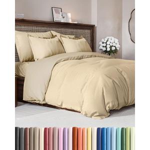 Duvet Cover King Size - Extra Soft King Size Duvet Cover - Lightweight, Breathable, Easy Care & Fade Free w/ Zipper Closures & Ties - 104" x 90" Inches - (Heathered Tan) Comforter Not Included