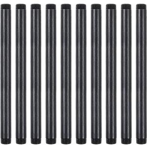 10 Pack 1/2 Inches x 10 Inches Black Malleable Steel Nipples Fitting, DIY Steampunk Industrial Vintage Style.