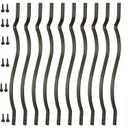 26 Pack Deck Balusters 29.5 Inches Metal Deck Spindles with Screws Black Balusters Iron Deck Spindles Wave Arc Baluster for Outdoor Stair Deck Porch