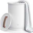 Asuka Towel Warmer, Large Towel Warmer for Bathroom with Wood Handle, 4 Delay Settings&Auto Shut Off, Towel Warmer Bucket Fits Two 40"X70" Oversized Towels, Bathrobes, Blankets, PJ's and More, White