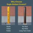 Eagle Bollard Covers for 4 Inch Poles - 56" Tall, Durable Fluted HDPE Plastic - Trimmable Brown Bollard Post Sleeve for Parking Lots, Warehouses, and Loading Docks, 1732BR