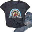Teacher Shirt Women Rainbow Pencil Teach Graphic Tees Back to School T-Shirt Cute Short Sleeve 100 Days Teacher Gift Tops (Gray, S)