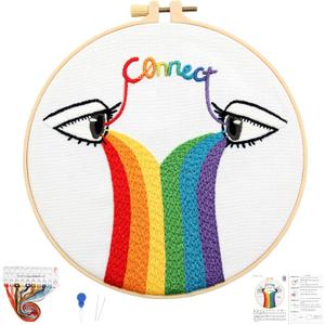 3 x Crafmanoe Hand Embroidery Kits for Beginners Adults, LGBT Embroidery Starter Kit, Stamped Cross Stitch Kits for Beginners Adult Craft Kits for Women, Entire Set of Embroidery Supplies & Video Tutorial