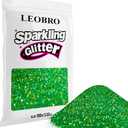 LEOBRO Green Glitter, 100g / 3.5 oz Holographic Fine Glitter for Crafts, Resin, DIY Jewelry Keychains Flowers Party Decorations