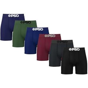 PSD Underwear Mens Boxer Briefs - 6 Pack Cotton Boxer Briefs, Mid Length, Soft & Breathable Boxer Briefs for Men Medium