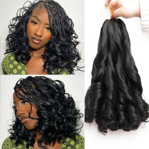 French Curl Braiding Hair 12 Inch Curly Braiding Hair 8 Packs Pre Stretched French Curl Braids Synthetic Extensions Lightweight Hair for Women Loose Wavy for Braids Natural Black (1B)