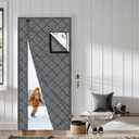 WochiTV Detachable Window Magnetic Thermal Insulated Door Curtain Fits Door Size 38" x 80", Waterproof Cloth, Polyester Fiber Filling, Weatherproof, Windproof, Reduce Noise, Side Opening, Gray