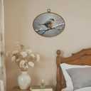 LKETW Winter Bird Oval Wall Art Decor, Rustic Winter Oval Canvas Hanging Decor, Snowy Cottagecore Farmhouse Bird Wall Decorations for Home Bedroom Living Room, 8.6x11.4 Inch (Christmas Winter brid)