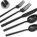 Black 20 Piece Stainless Steel Silverware Set, Handle Flatware, Modern Mirror Finish Cutlery Set, Service for 4, Dishwasher Safe