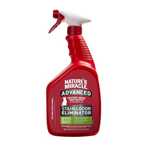 Nature's Miracle Advanced Cat Stain and Odor Eliminator Spray, Severe Mess Enzymatic Formula For Tough Pet Messes, 32 oz