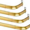 Wesiti 4 Packs Curtain Single Rods Bulk for Windows Adjustable Tension Rod for Door Kitchen Valance Sash Curtains, Bracket and Hardware Included(25-42 Inch,Gold)