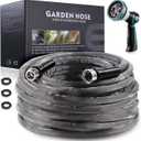 Relxitl Garden Hose 100feet, Water Hose with 10 Function Hose Nozzle, NON-Expandable Hose, Tough & Flexible, Lightweight, Crush Resistant Fittings, Kink & Tangle Free, Rust Proof for Watering (Gray)