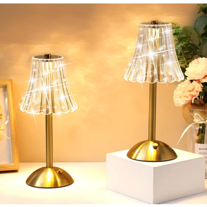 Liliful 8 Pcs Cordless Table Lamp Rechargeable Touch LED Small Gold Portable Battery Operated USB-c Desk Lamp 3 Color Dimmable for Bedroom Living Room Dining (Gold,Rose Style)