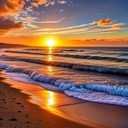 niurenmaoyi Stamped Cross Stitch Kits for Beginners,Counted Embroidery Craft Kits for Adults,Needlepoint Kits for Adults,Sunset Landscape Beach Wall Art 13.8X13.8In
