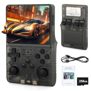 R40S Pro Handheld Retro Gaming Console – 256GB Storage, 3800mAh Battery, 3.5" Full-Lamination IPS Screen, 20+ Emulators, Preloaded 30,000 Games, Multiplayer Support (Gray)