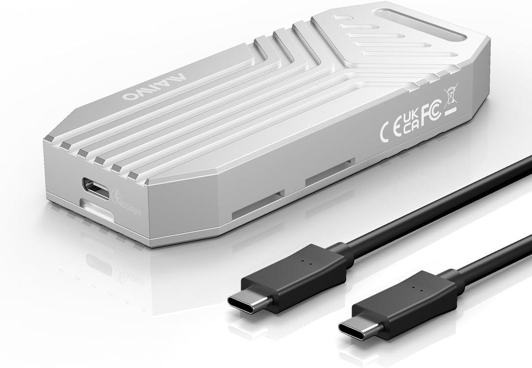 MAIWO 40Gbps M.2 NVMe SSD Enclosure with Cooling Fan Aluminum Shell Tool Free, Support 2280 B-Key B+M-Key PCIe NVMe SSD, Up to 8TB Capacity, Compatible with Thunderbolt3/4 USB4/3.0/2.0 (K1695F)
