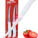 Tomato Knife 3rd Gen 2-Pack, Serrated Stainless Steel Blade, Ergonomic Handle, Precise Cuts for Tomatoes/Fruits/Veggies (White)