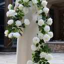 2Pcs 12Ft Bendable Flower Garland Faux Rose Vine for Wedding Decor,White