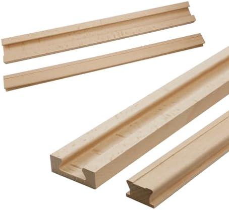MY MIRONEY 15.75" Wooden Drawer Slides Hardware Wood Center Guide Track Drawer Rails with Metal Slide Glides, Pack of 2