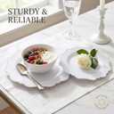 COLOSUS 100 pcs White Plastic Plates Set,Fancy Beaded Plates-European Retro plates include 50 dinner plates and 50 dessert plates,Plastic Disposable plates for BBQ and Party