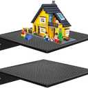 Taladad 2 Pack Display Shelves for Building Bricks, Display Case Compatible with All Toy Block Brands -Acrylic Floating Shelf Display with Brick Building Baseplate, Figure Display Cabinet Wall Mount