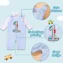 XIFAMNIY Infant Baby Boy 1st Birthday Striped One-Piece Sleeveless Cotton Romper Summer Jumpsuit Clothes