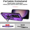 for Samsung Galaxy S24 Case with Camera Lens Cover HD Screen Protector, Dual Layer Military-Grade Drop Tested Magnetic Ring Holder Kickstand Protective Phone Case for Samsung Galaxy S24 (Purple)