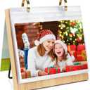 5x7 Desk Landscap Photo Album Desktop Standing Flip Photo Album on Stand Horizontal Photo Collection Tabletop (Light wood)